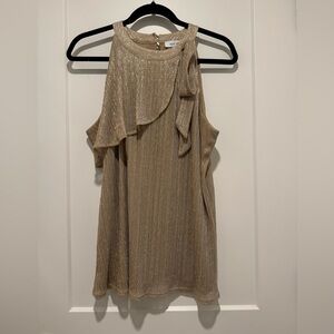 NINE WEST GOLD AND BEIGE SLEEVELESS LADIES TOP SIZE LARGE